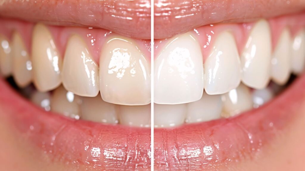 ホワイトニングの効果を表すビフォアアフター