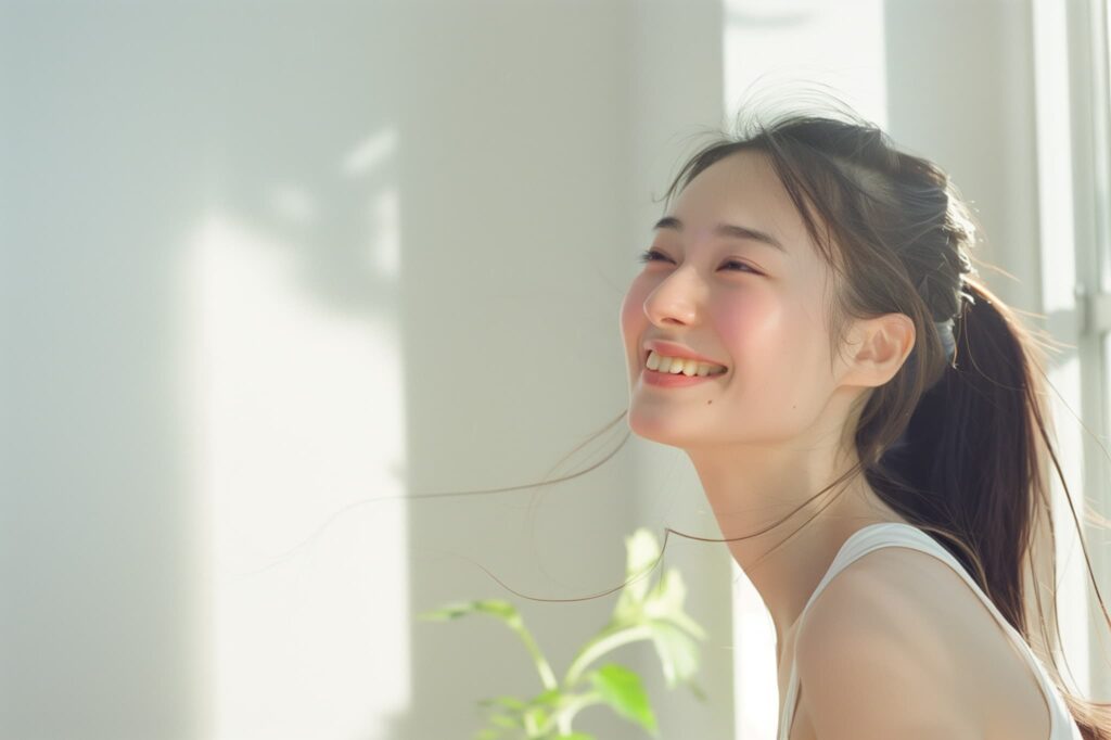 毎日のケアで歯周病を予防し笑顔の女性